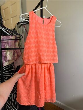 Juniors Coral Sleeveless Textured Dress